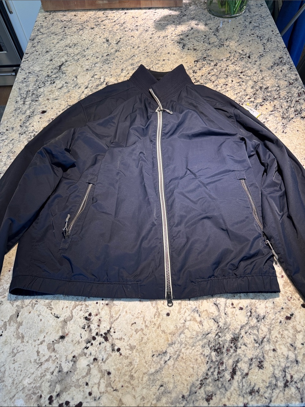 Tommy Bahama Men's Navy Bomber Jacket with Zip Front